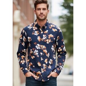 Express Men's Floral Casual Button Down Shirt
